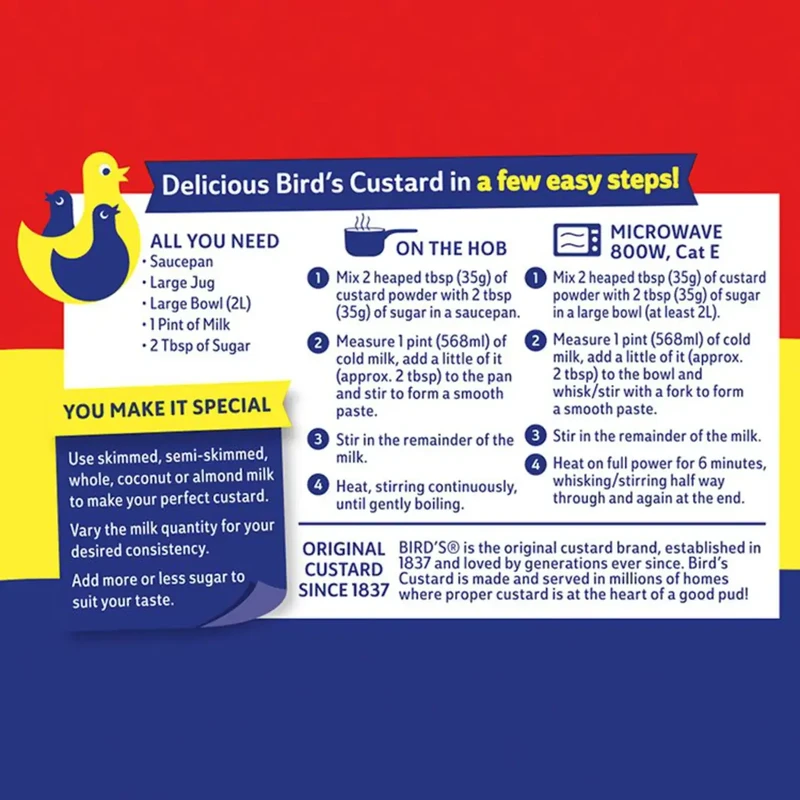 Custard Powder – Bird’s – 350g – Classic British Dessert Mix - Image 3