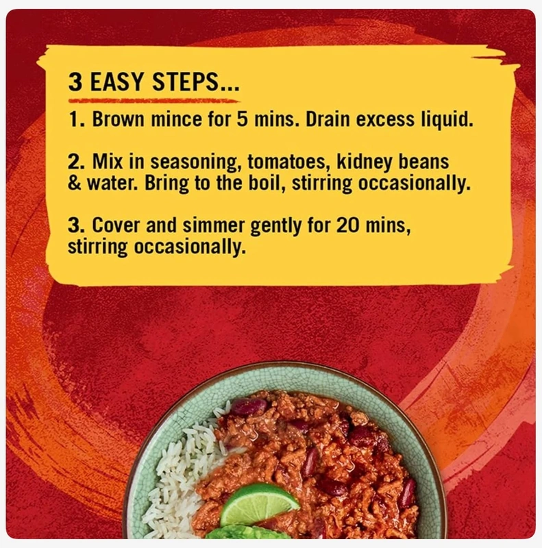 Chilli Con Carne Mix – Colman’s – 50g – British Mild Chilli Seasoning - Image 4