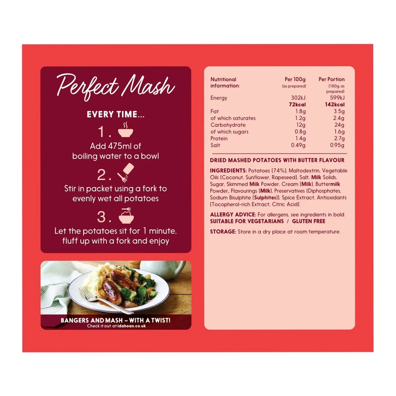 Perfect Buttery Mash – Idahoan – 109g – Classic Instant British-Style Mashed Potato - Image 3