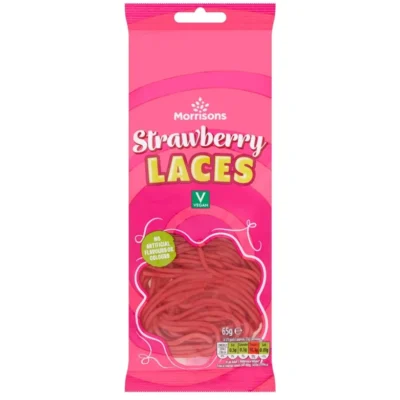 Strawberry Laces – Morrisons – 65g – British Strawberry Sweet Cables