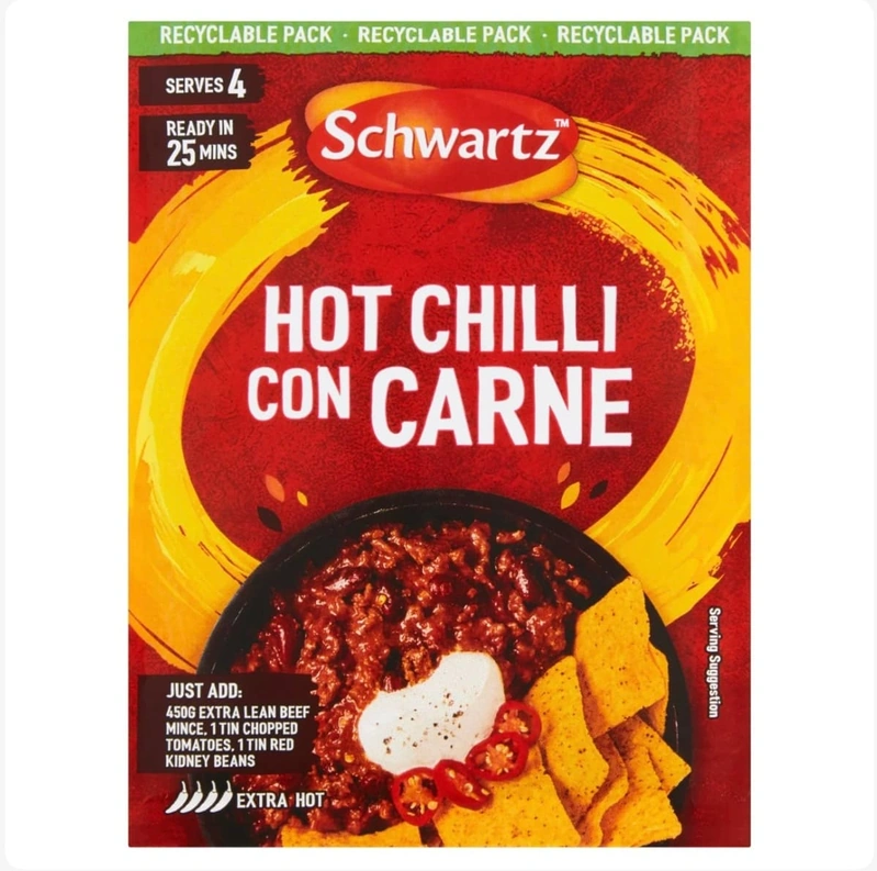 Hot Chilli Con Carne Mix – Schwartz – 40g – Spicy British Chilli Seasoning - Image 2