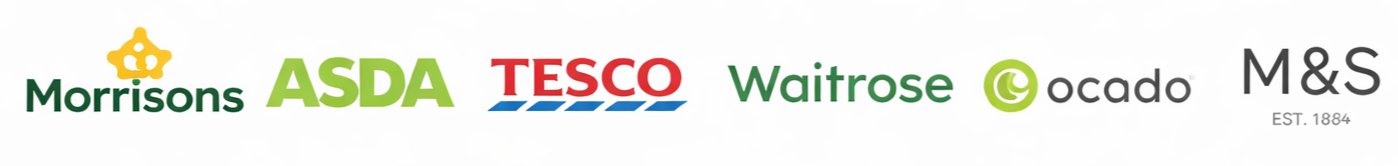 UK supermarket logos including Morrisons, ASDA, Tesco, Waitrose, Ocado and M&S – British supermarket favourites in the Philippines