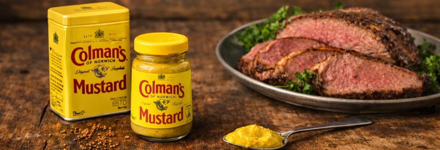 Colman’s English Mustard article banner showing classic British mustard