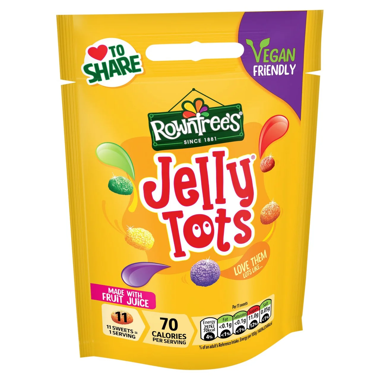 Rowntree's Jelly Tots Sweets Sharing Pouch Vegan 150g - Image 2