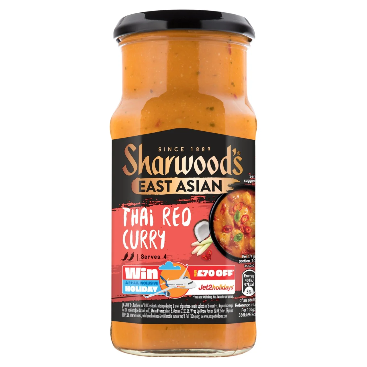 Sharwood's East Asian Thai Red Curry Cooking Sauce 415g - Image 2
