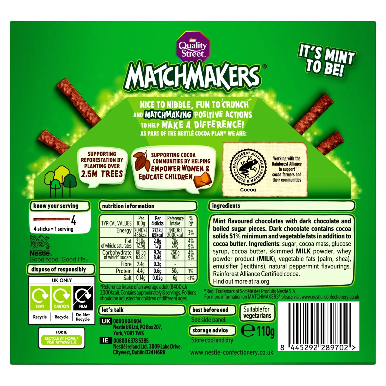 Quality Street Matchmakers Cool Mint Chocolate Box 110g - Image 3